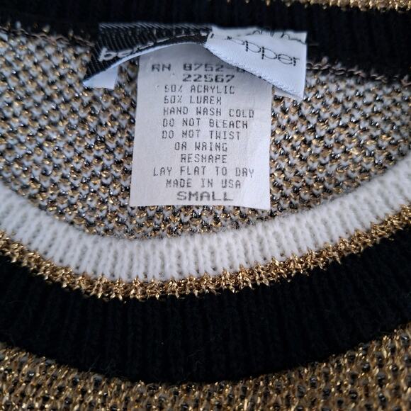 Vintage 80s/90s Gold Metallic Lurex Oversized Geometric Sweater Women Size Small - Picture 7 of 7